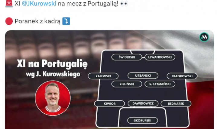 PROPONOWANY SKŁAD Polski na mecz z Portugalią według J. Kurowskiego!